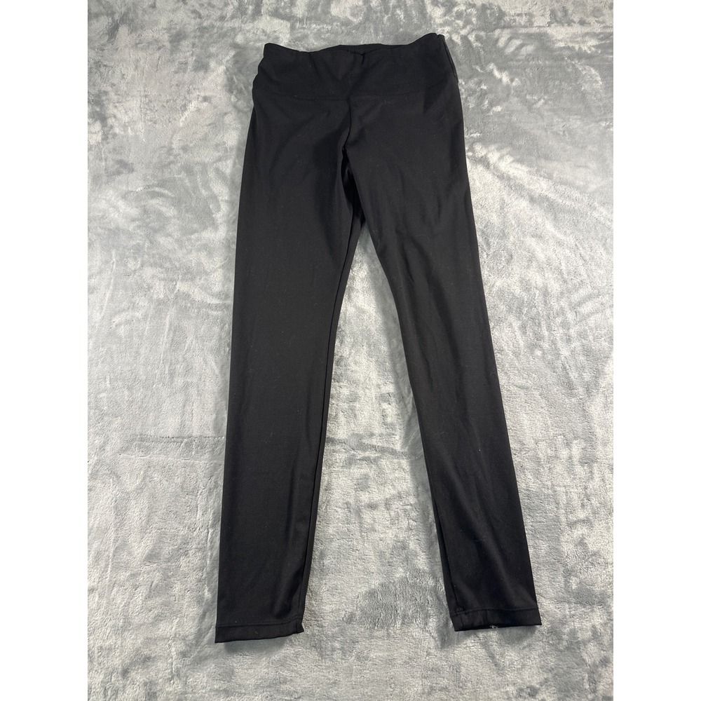 Womens Black High Waist Full Length Leggings Size L G Activewear